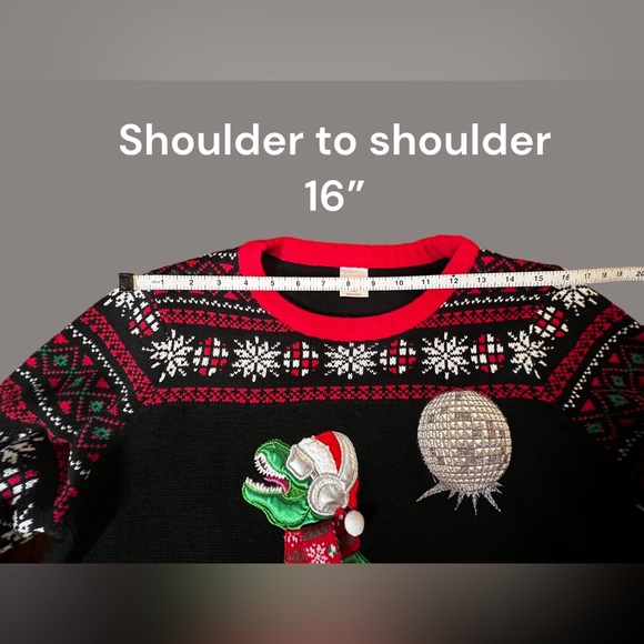 Holiday Time, Christmas Sweater, Deejay Dinosaur, Women’s Size XXL/2XL - Picture 9 of 15